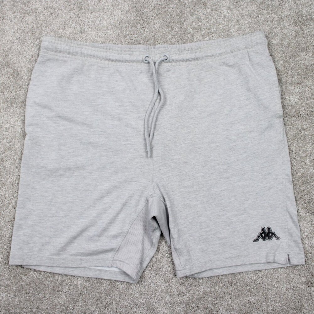 Kappa Sweat Shorts Men Large Gray Drawstring 100%‎ Cotton Athleisure w/ 7" insea